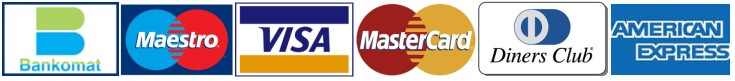 Zahlungsmittel Karten: Bankomat, Maestro, Visa, Mastercard, Diners Club, American Express